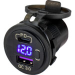 SEA-DOG ROUND USB/USC SOCKET W/HIDDEN VOLT METER