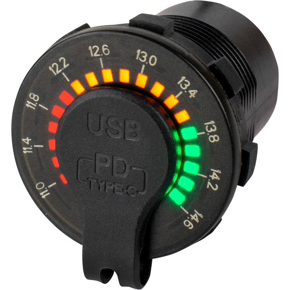 SEA-DOG ROUND RAINBOW VOLT METER W/DUAL USB CHARGING - Image 2