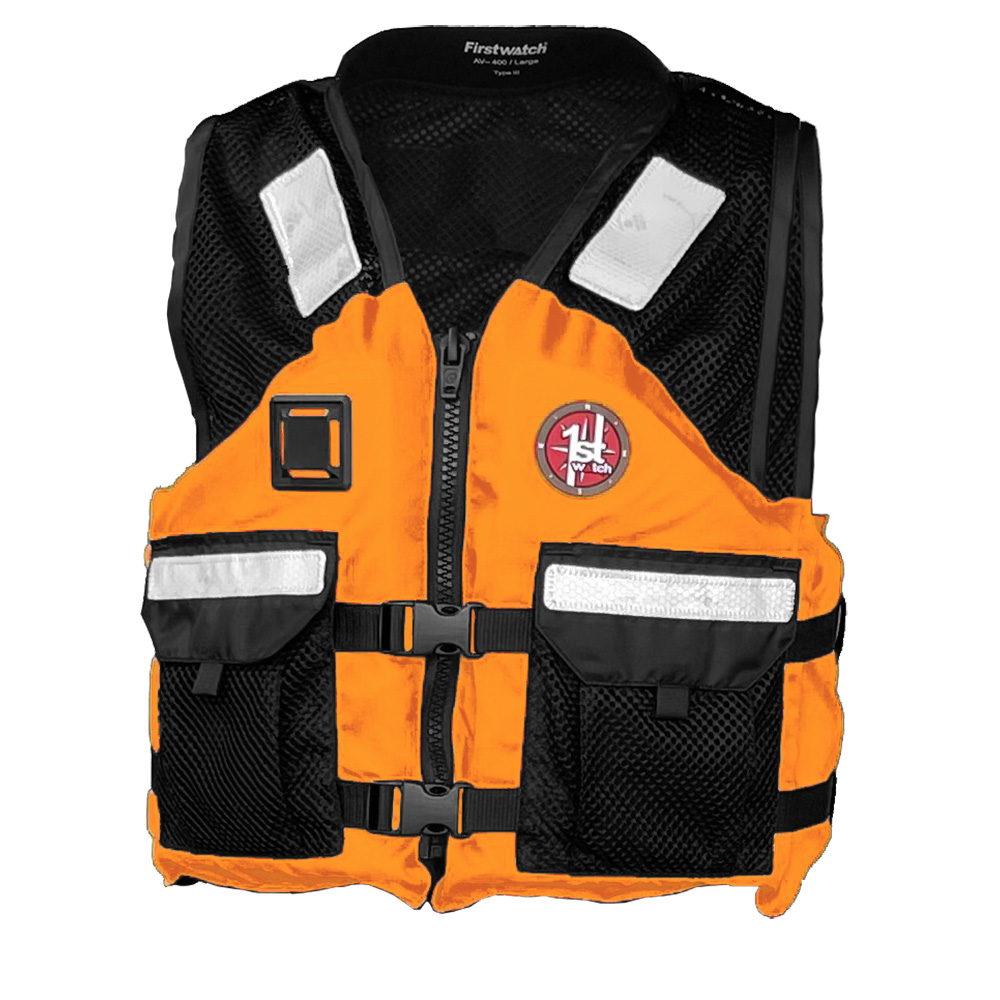 FIRST WATCH AV-5001 MESH CREW VEST HI-VIS ORANGE/BLACK S/M