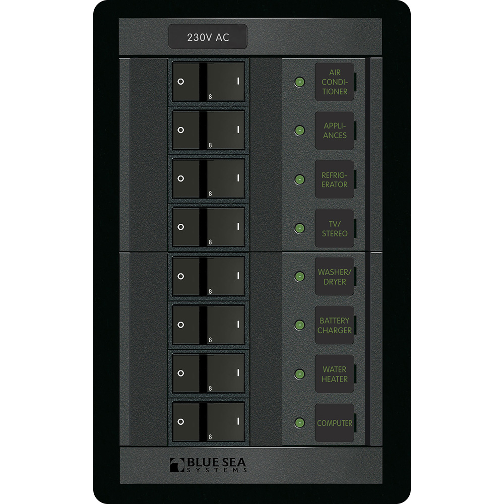 BLUE SEA 1229 230 VOLT AC 8 POSITION 360 PANEL