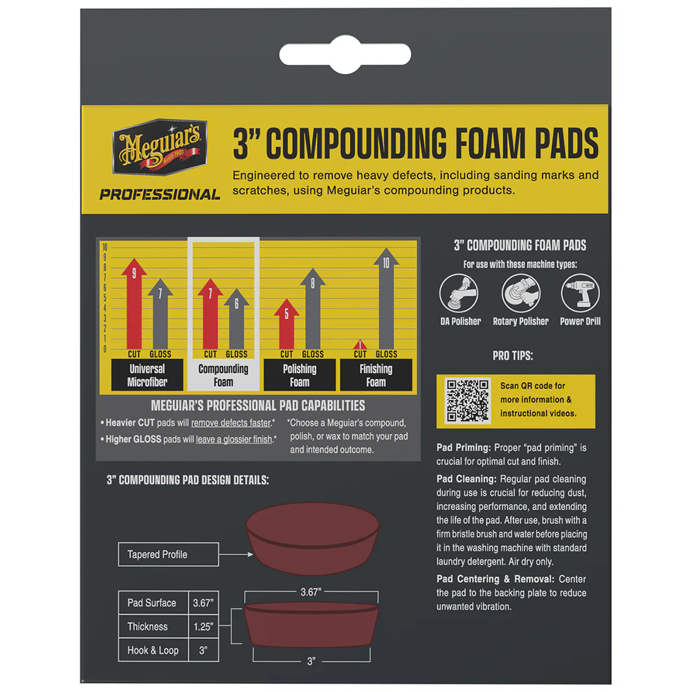 MEGUIAR'S PROFESSIONAL 3" FOAM COMPOUND PADS 3 PACK - Image 2