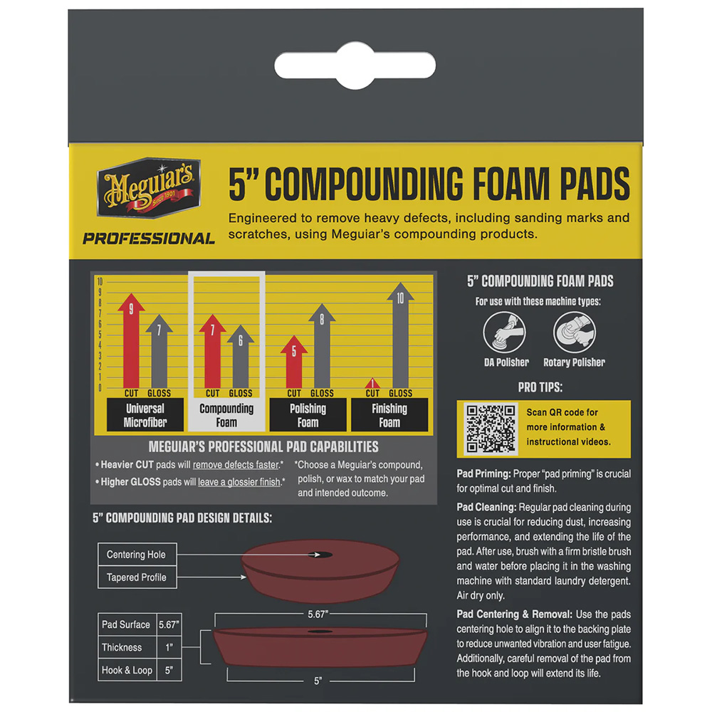 MEGUIAR'S PROFESSIONAL 5" FOAM COMPOUND PADS 2 PACK - Image 2
