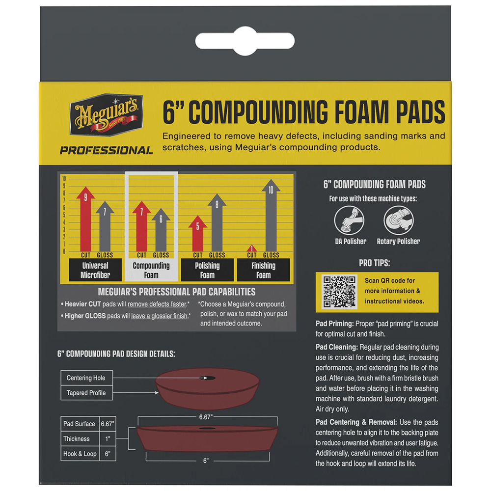 MEGUIAR'S PROFESSIONAL 6" COMPOUND FOAM PADS 2 PACK - Image 2