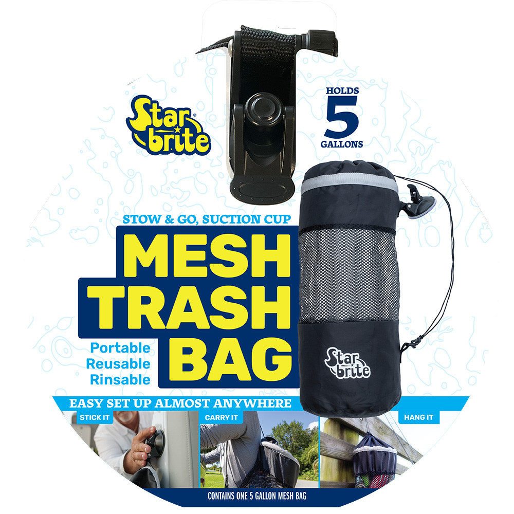 STAR BRITE MESH TRASH BAG W/ LOCKING SUCTION CUP & LITTER