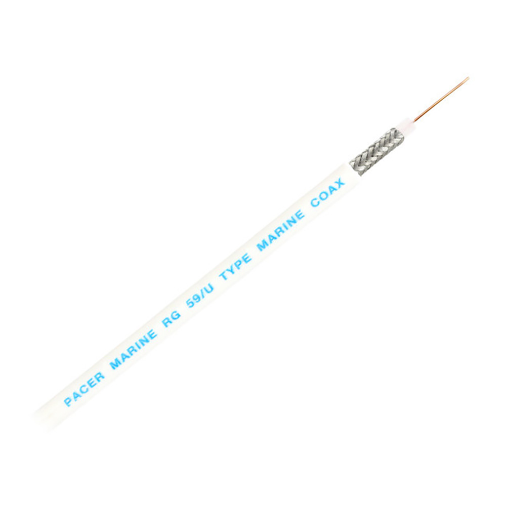 PACER RG59U COAX CABLE SOLID CCSTEEL COND BC BRAID WHT